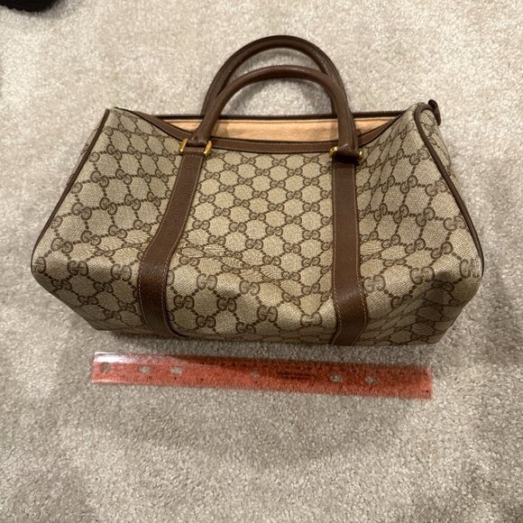 EUG Authentic GUCCI Vintage Sherry Logo GG Boston Bag - Picture 2 of 4